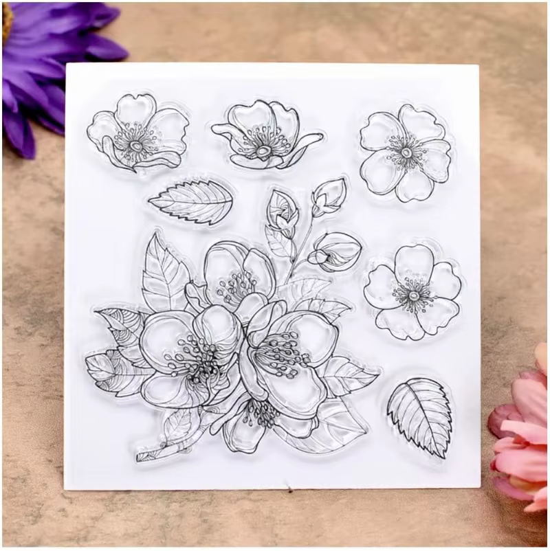 Timbres transparents à fleurs pour la fabrication de cartes, la décoration et le scrapbooking DIY