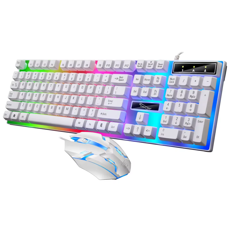 Ensemble clavier et souris de jeu filaire RVB LED, 104 touches, ordinateur portable, ordinateur de b