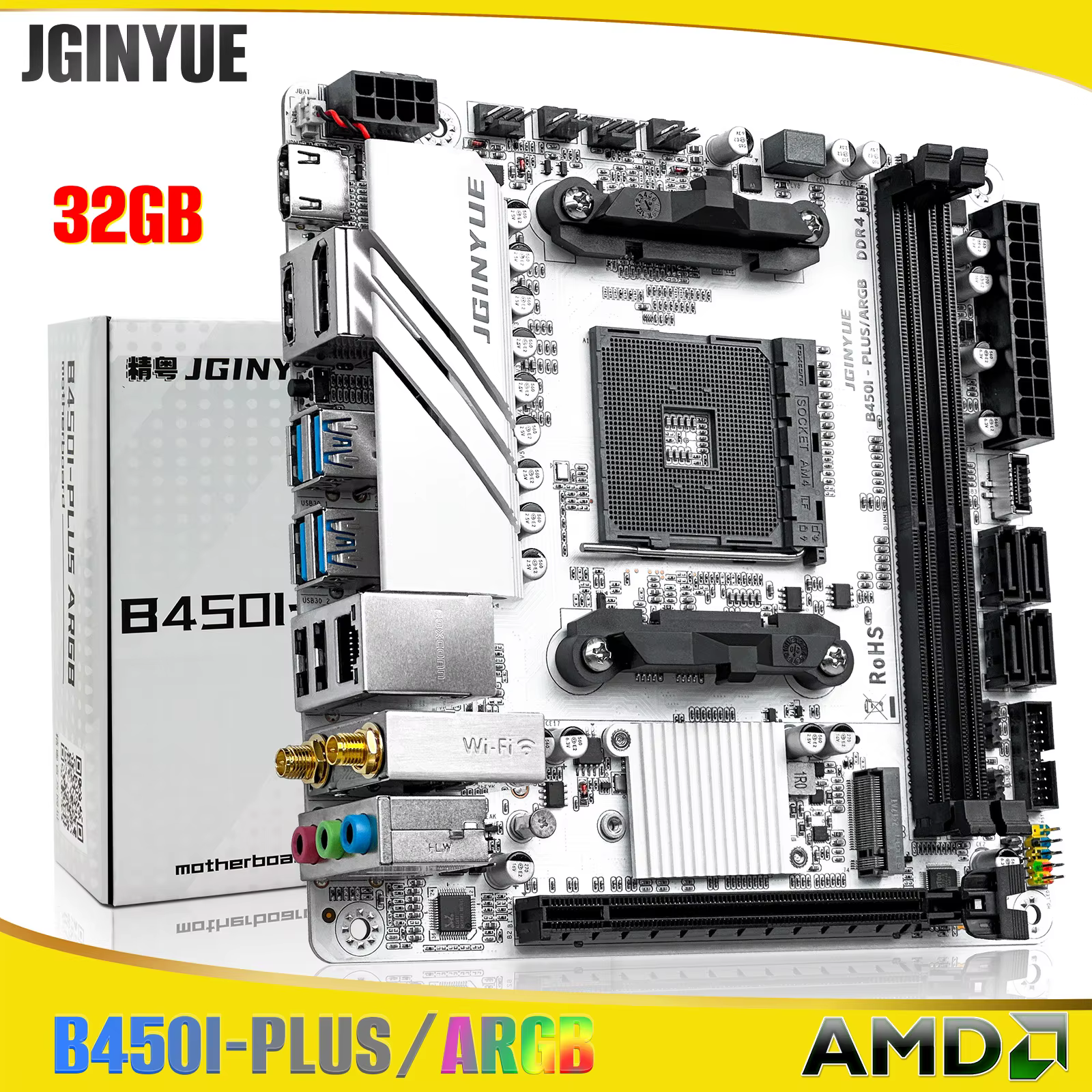 B450 B450I PLUS ARGB carte mère de jeu am4 double canal ddr4 32g m.2 hdmi MINI ITX HTPC carte mère