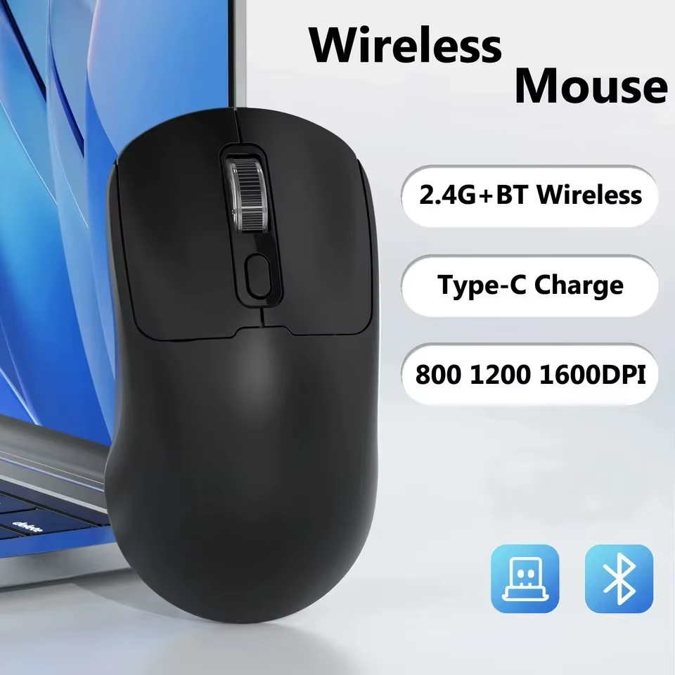 Souris de jeu sans fil 2.4G, Bluetooth 5.4, ergonomique, 800-1200-1600 DPI, Rechargeable, pour PC et