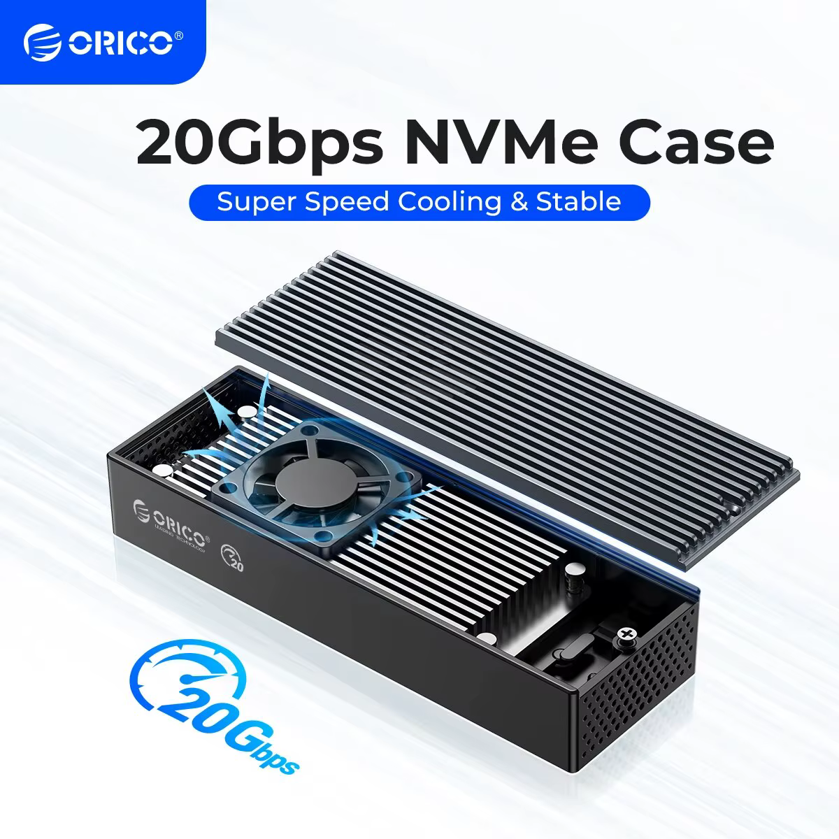 Boîtier SSD ORICO M.2 NVME avec ventilateur de refroidissement intégré type-c M2 boîtier SSD NVME 20