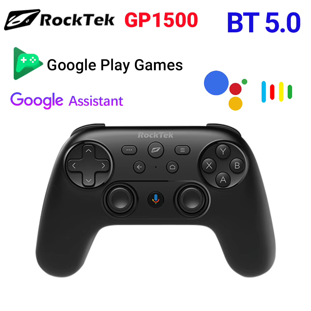 Manette de jeu RockTek GP1500 avec Bluetooth et mode filaire double, retour de force, compatible ave