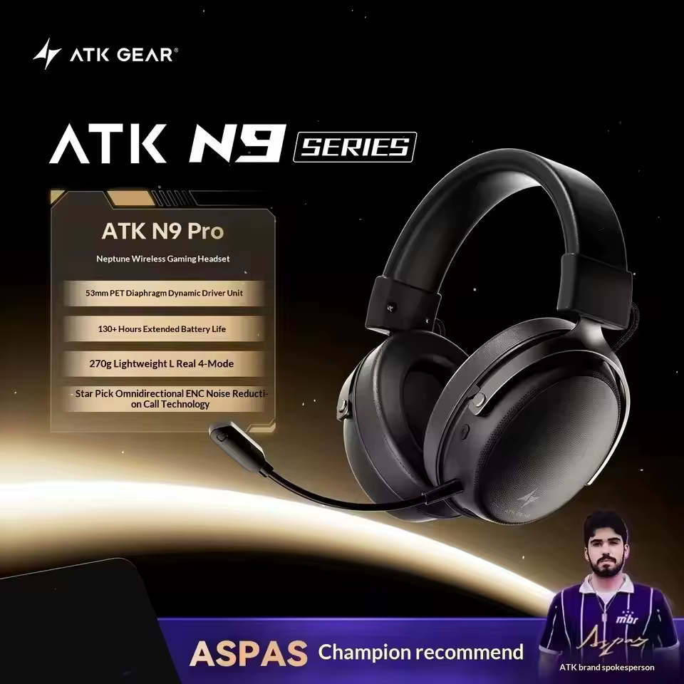 Casque de jeu ATK N9, trois modes sans fil, casque de jeu pour PS5 et PC, microphone, son surround v
