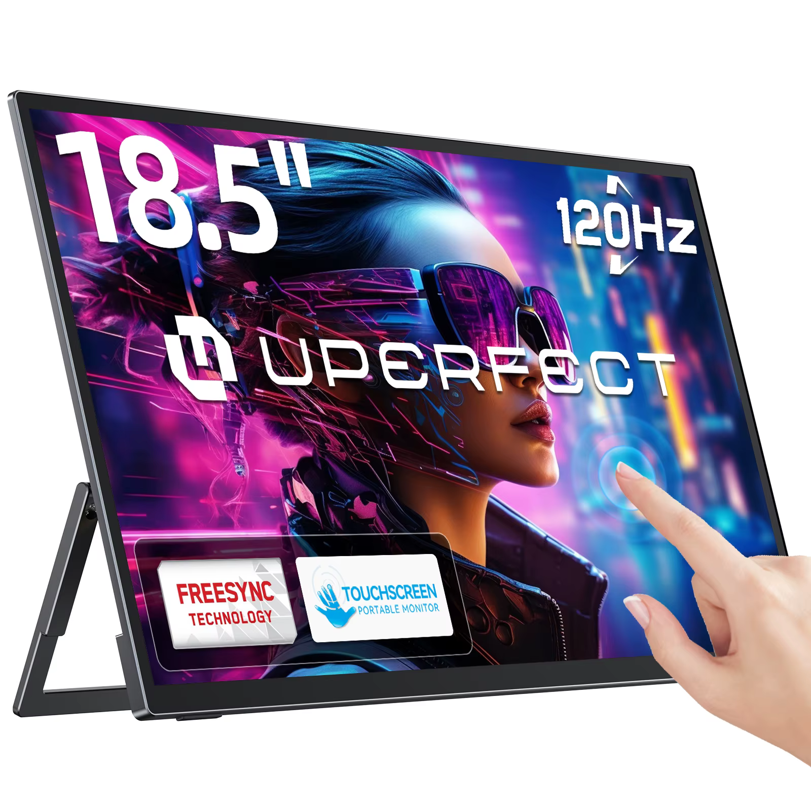 Moniteur portable UPERFECT Écran tactile 18,5 pouces 120 Hz avec support réglable VESA et 180° Ultra