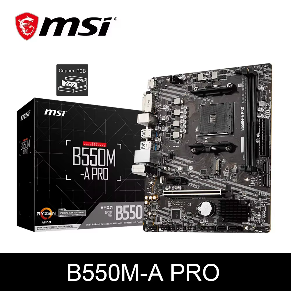 MSI B550M-A PRO AMD carte mère de jeu AM4 DDR4 M.2 prend en charge Ryzen CPU R3 R5 R7 série 5000 et