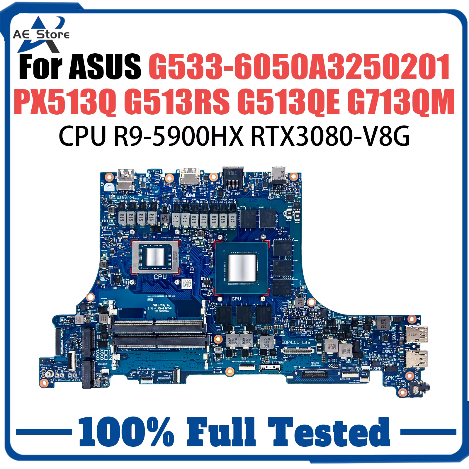 G513Q R9-5900HX RTX3080-V8G Carte Mère Pour ASUS PX513Q G513RS G513QE G713QM G713QR Ordinateur Porta