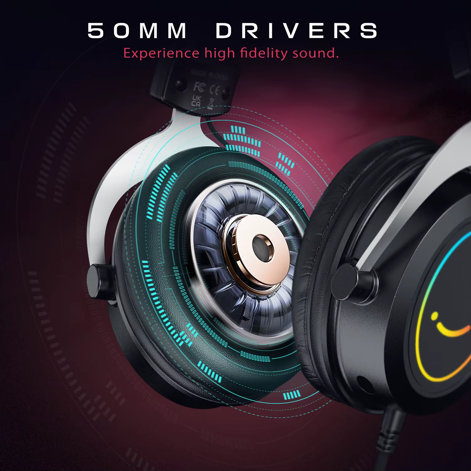 Casque de jeu FIFINE avec contrôle dynamique rvb/micro/en ligne, coussinets d'oreille en mousse à mé