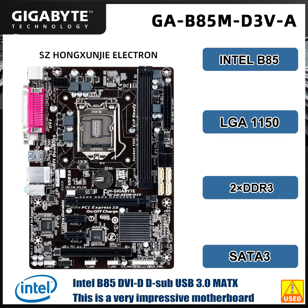 GIGABYTE GA-B85M-D3V Intel B85 LGA1150 mATX carte mère DDR3 1600 USB3.0/SATA3 pour 4e génération Cor