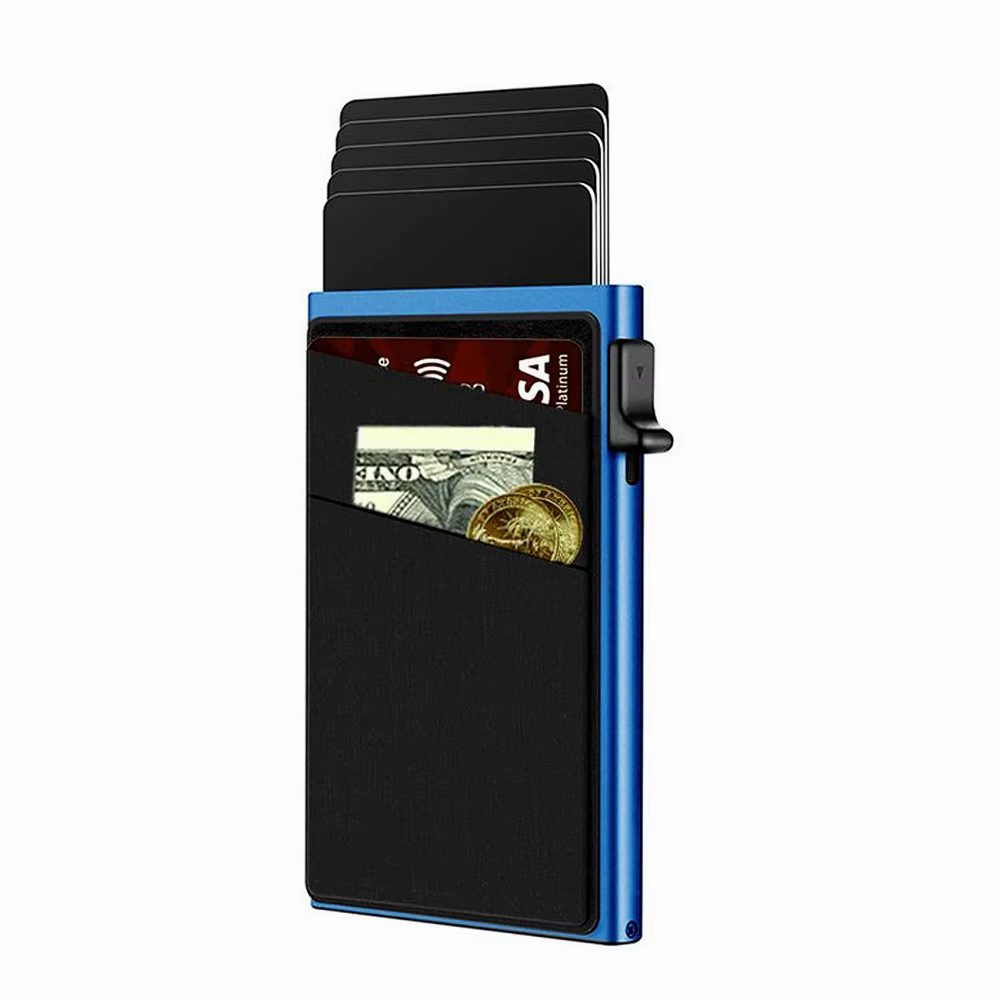 Porte-cartes automatique anti-vol RFID avec renfort par vis, boîte en métal, boîte à cartes pour hom