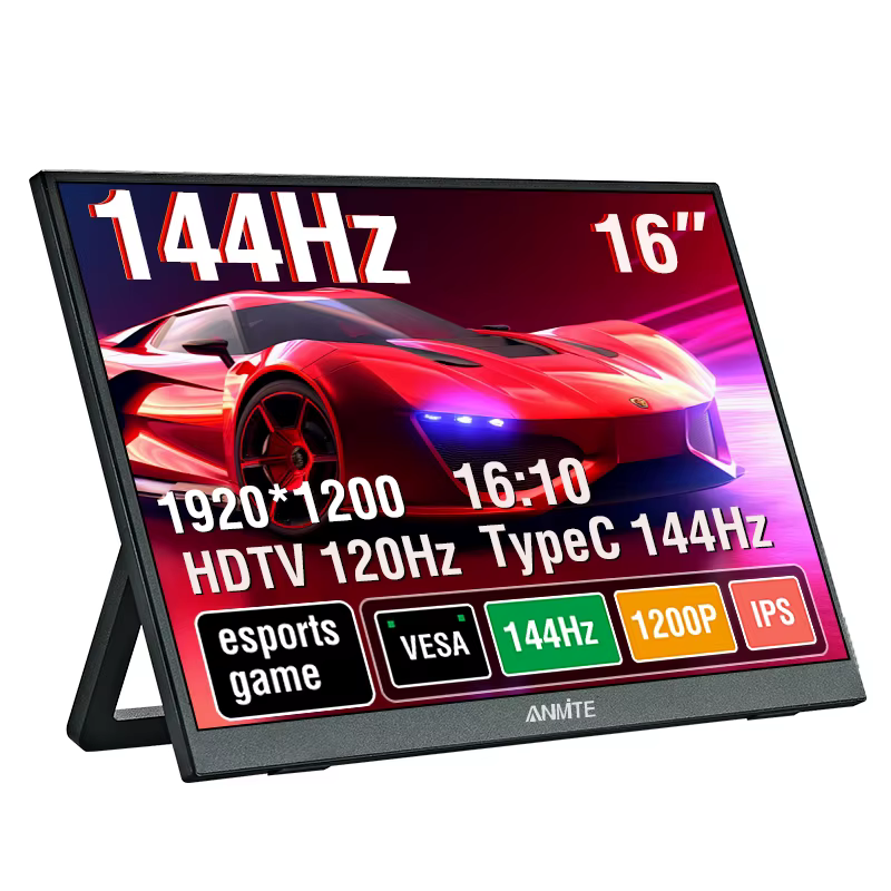 Moniteur portable 16" résolution 144 Hz/120 Hz 1920*1200, luminosité 300 Cd/m2, adapté aux ordinateu