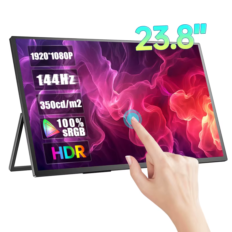 Moniteur portable à écran tactile de 23,8 pouces 144 Hz 1080P Écran HDR 100% sRGB avec VESA et suppo
