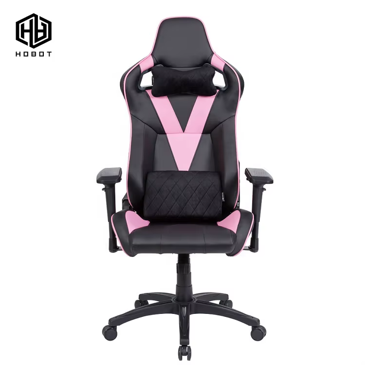 Chaise de jeu PC ergonomique rose, confortable, pivotante et inclinable, avec accoudoirs 4D pour uti