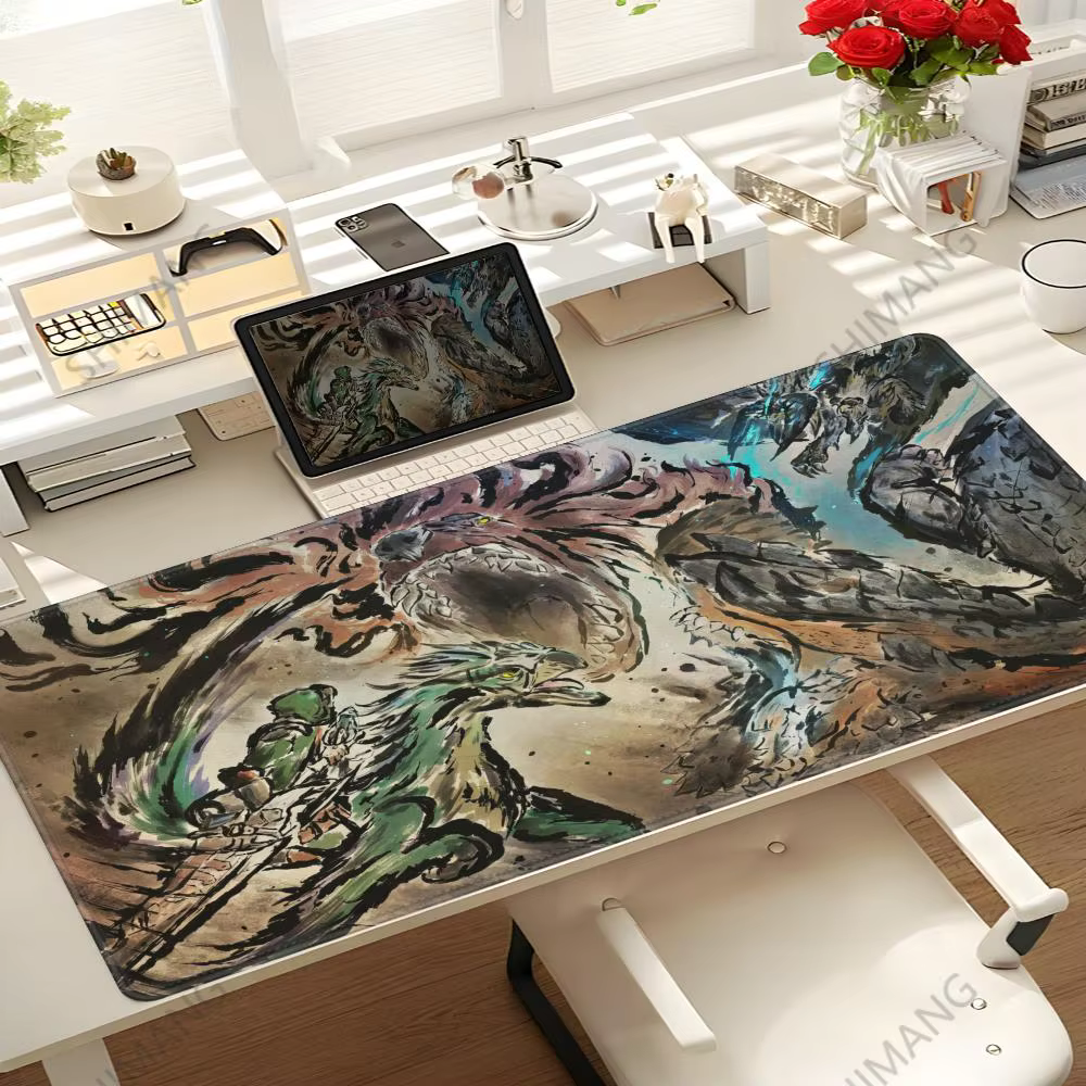 Tapis de souris Monster Hunter Wildlands, tapis de bureau pour clavier, en caoutchouc Kawaii, tapis 