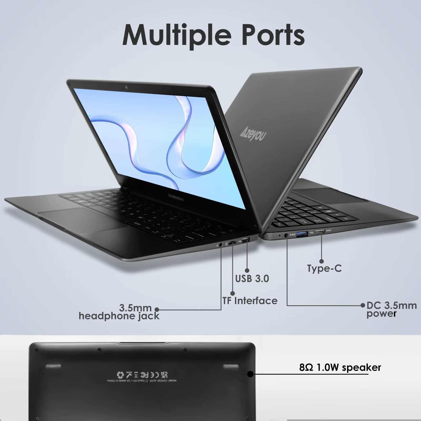 Azeyou Écran HD pour ordinateur portable 11,6 pouces, processeur N4000, ordinateur portable pour étu