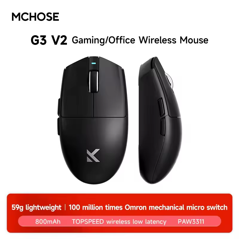 MCHOSE G3 V2 Pro souris de jeu sans fil Tri-mode PAW3395 800mAh charge légère ergonomie Esports sour