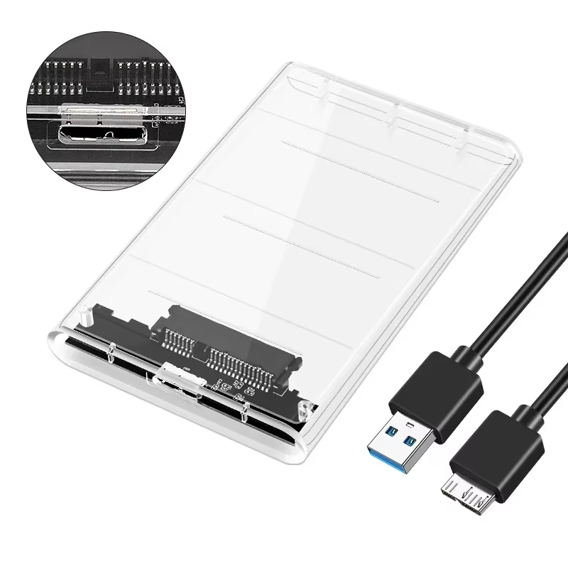 Boîtier de disque dur Transparent boîtier de disque dur 2.5 pouces SSD SATA vers USB2.0 type-c adapt