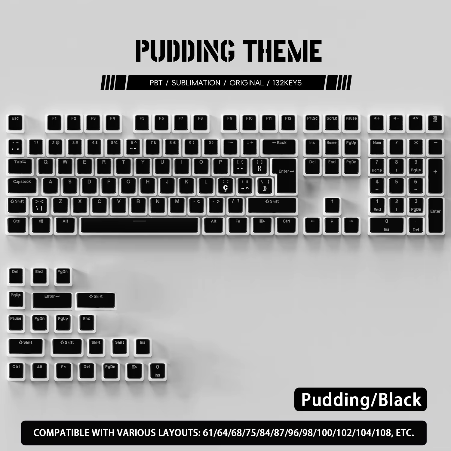 Clavier mécanique OEM avec touches PBT 129 touches, disposition portugaise du Brésil, double couleur