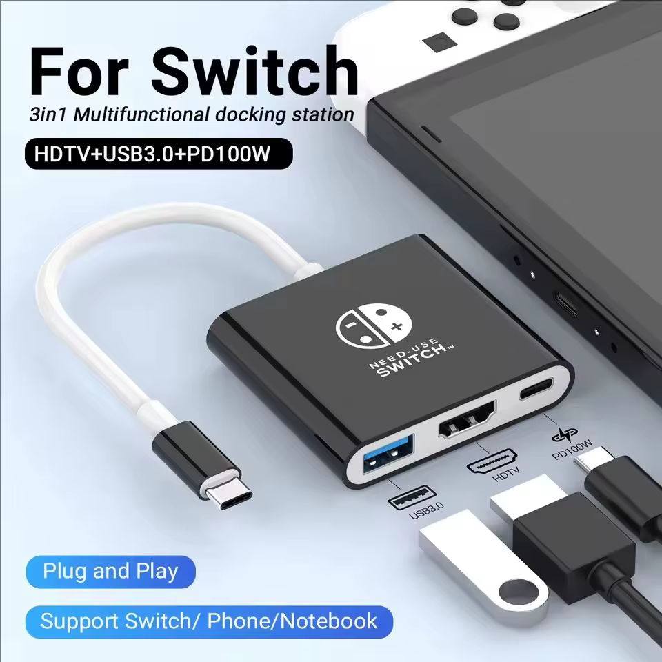 Station d'accueil Switch1 4K HDMI USB 3.0, adaptateur USB C, répartiteur TV, station d'accueil porta