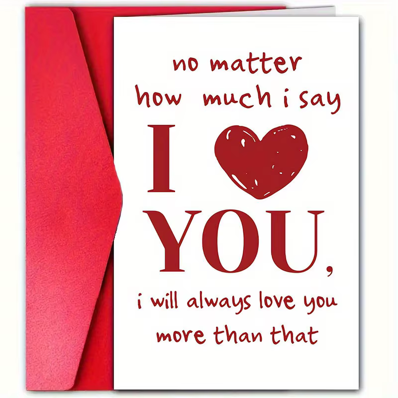 Carte de vœux romantique « Je t'aime » pour la Saint-Valentin, anniversaire, carte d'amour avec enve