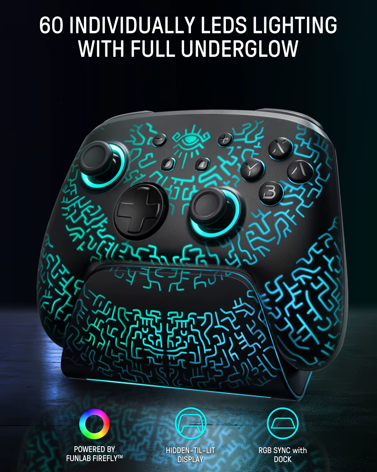 FUNLAB contrôleur Pro sans fil avec contrôleur de station de charge pour Nintendo Switch 2/1 Compati