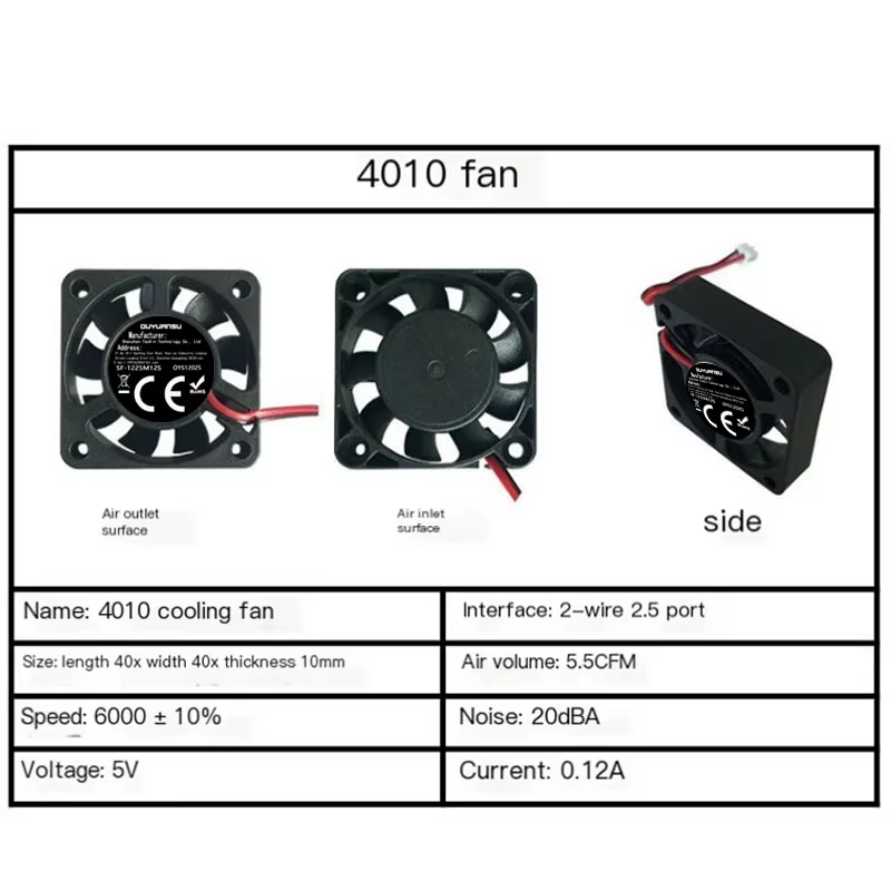 40mm x 40mm x 10mm 50mm x 50mm x 10mm 60mm x 60mm x 10mm 5V 2Pin DC refroidissement ventilateur sile