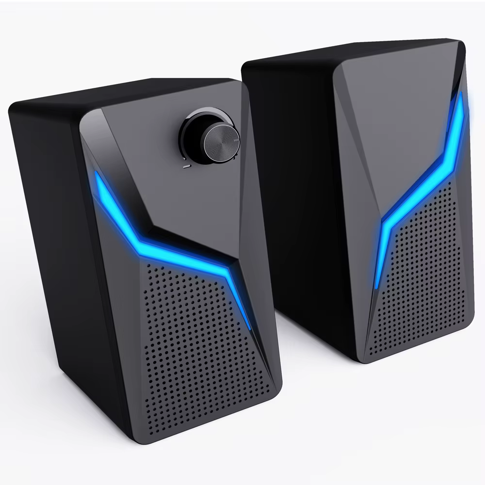 Haut-parleurs de jeu pour ordinateur, boîte de son, Microphone stéréo HIFI, USB, filaire, avec éclai