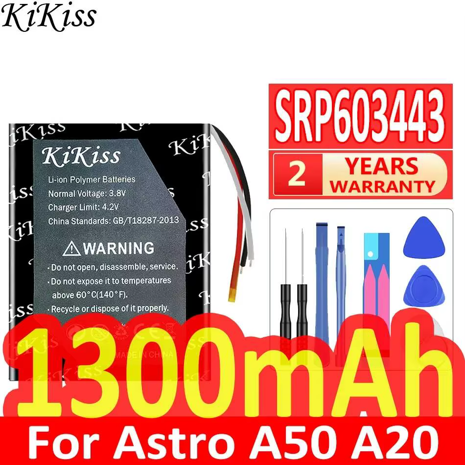 Batterie stable 1300 mAh SRP603443 pour casque de jeu Astro A50 A20
