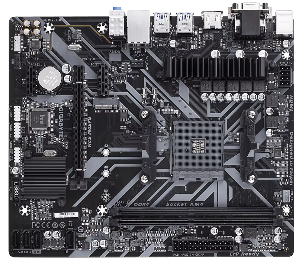 Pour carte mère GIGABYTE B450M S2H, B450 DDR4, compatible CPU AM4 Ryzen 9 5950X, 9 5900X, 7 5800X3D,