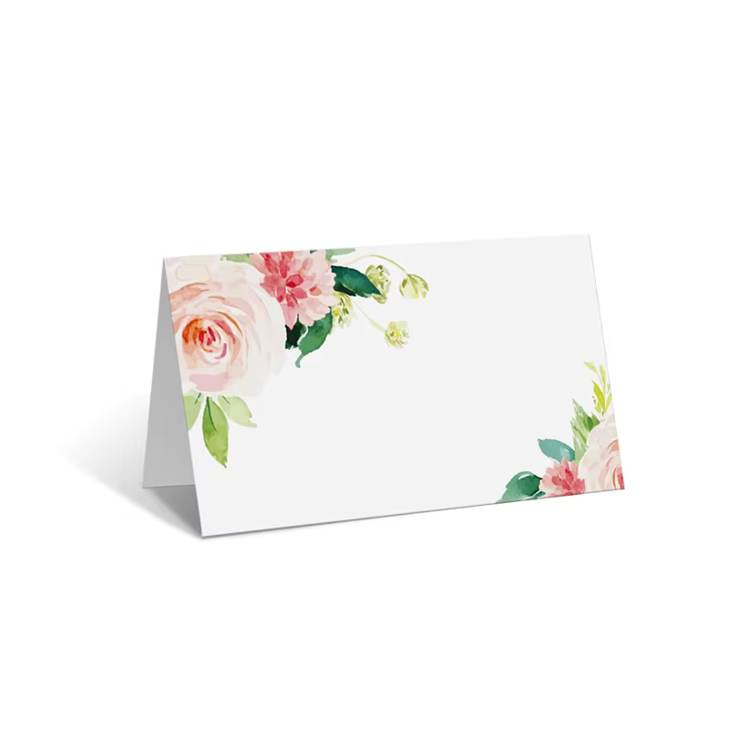 Carte numéro de siège de mariage, 100 pièces/paquet, cartes nominatives en feuilles de fleurs aquare
