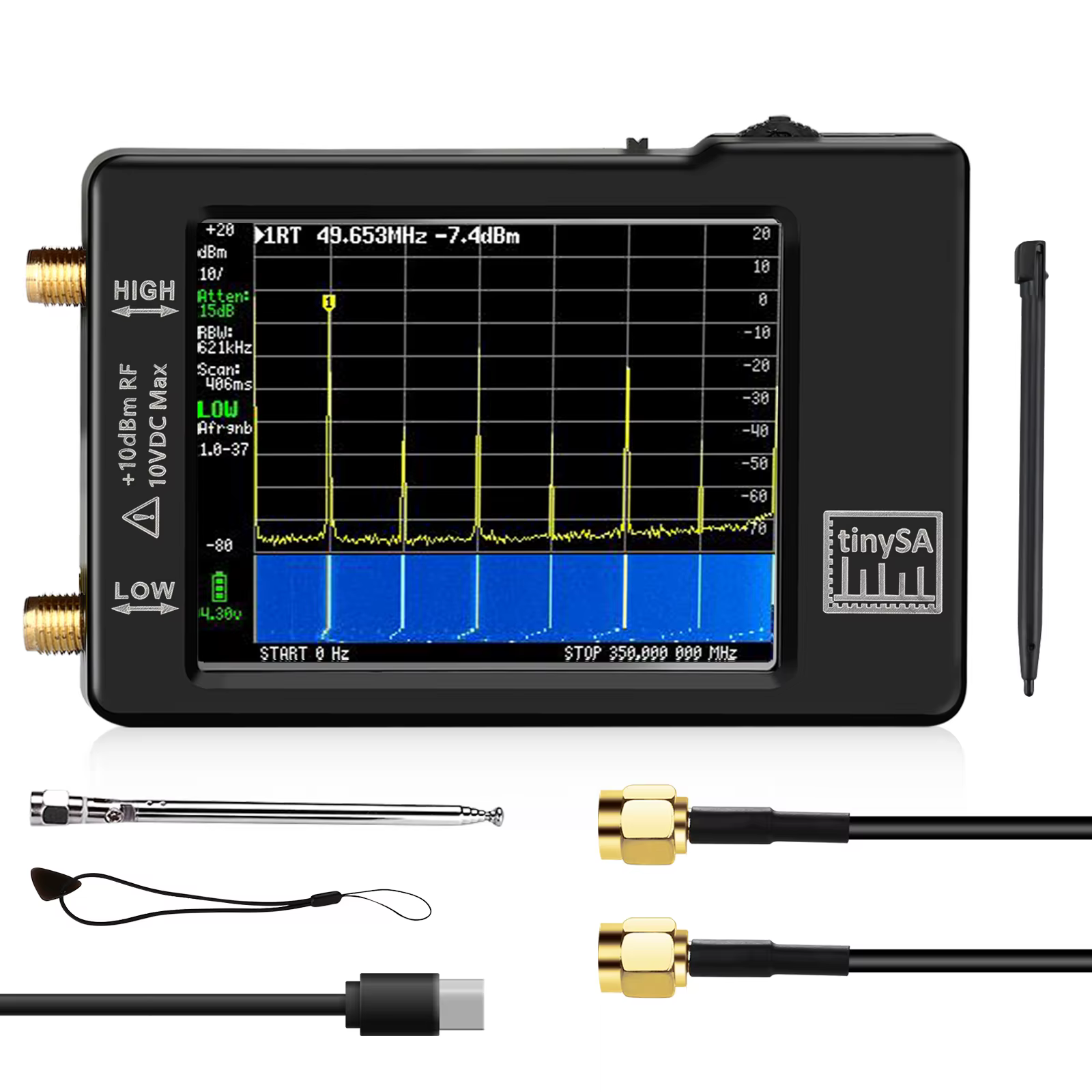 Écran d'origine 2,8 pouces 100 kHz à 960 MHz tenu dans la main avec protection ESD