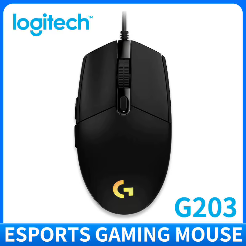 Souris de jeu filaire Logitech G203, qualité e-sport, compatible avec les tablettes, 6 boutons progr