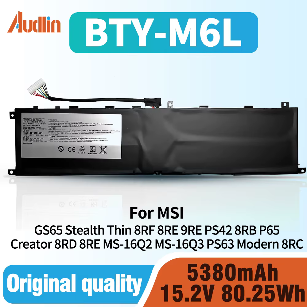 Batterie pour ordinateur portable BTY-M6L compatible avec MSI GS65 Stealth Thin 8SE 8SF 8SG 8RF 9SD