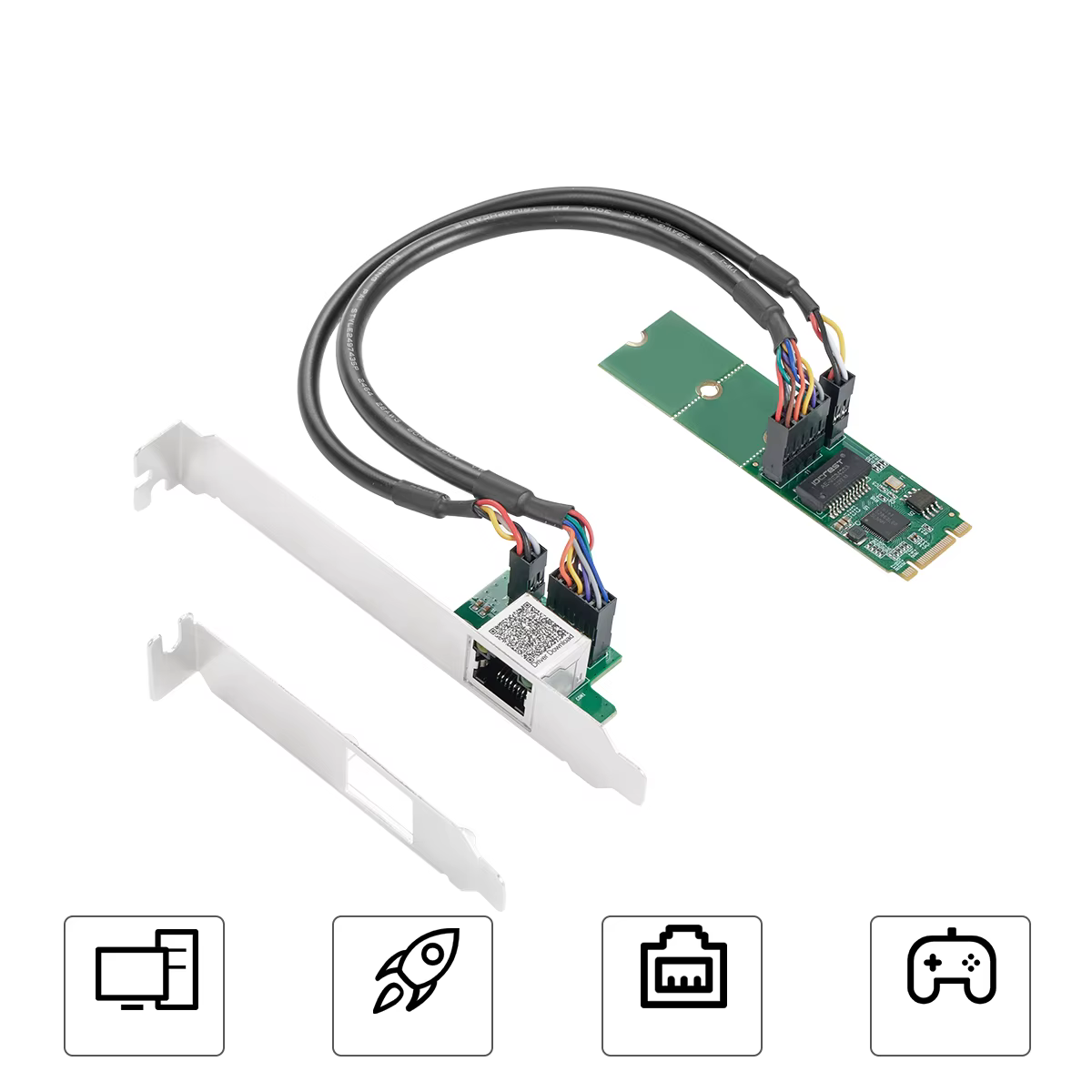 Carte Ethernet Intel I226 2.5GBase-T 1 Port 2500Mbps M.2 B Key M Key vers PCIe 2.5Gb, Carte Contrôle