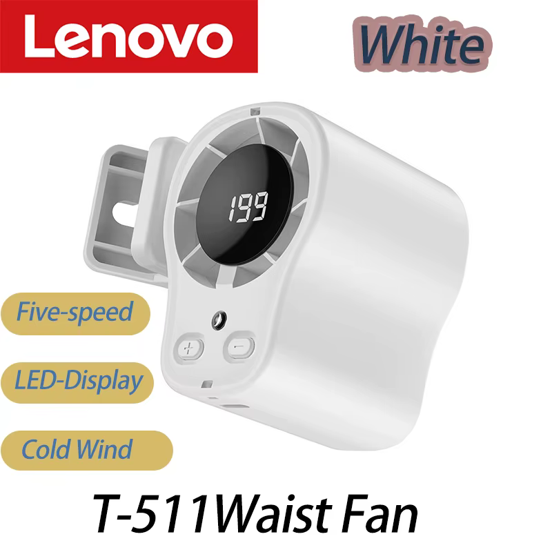 Ventilateur portable Lenovo avec écran LED, léger, format de poche, faible bruit, petit ventilateur 