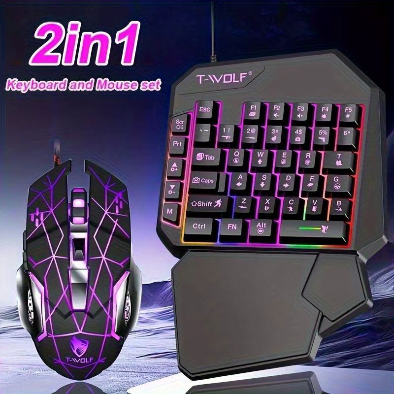 Ensemble clavier et souris de jeu 2 in1TF900, clavier de jeu ergonomique sans fil, rétro-éclairage 7