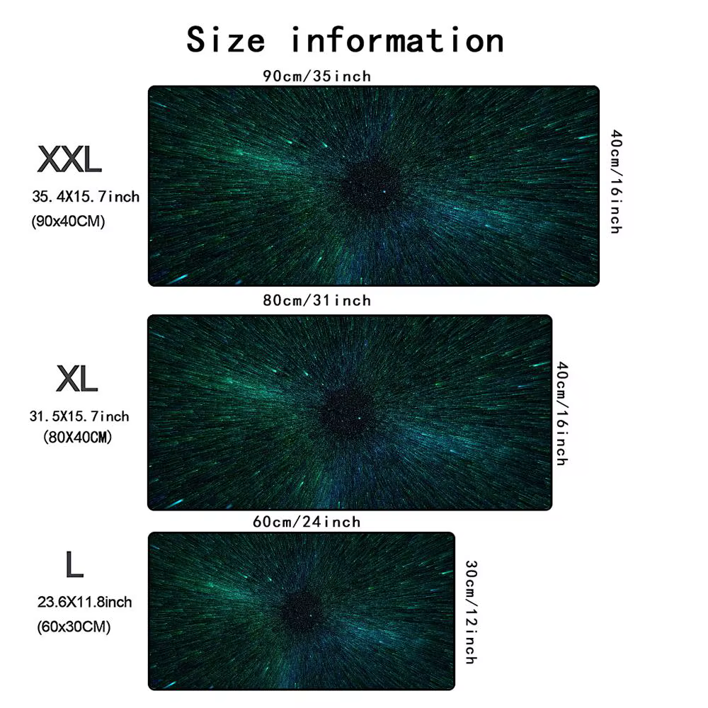 Tapis de Souris XXL Galaxie Spatiale, Accessoire de Gaming, Bordures Cousues, Tapis de Bureau Antidé