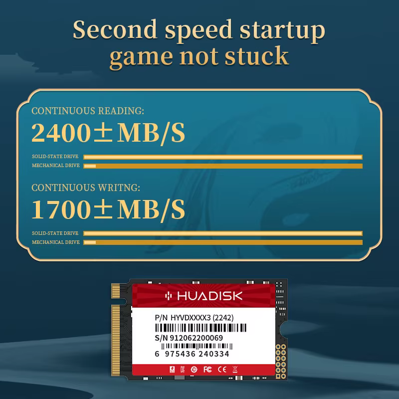 HUADISK M 2 NVMe SSD 512GB 256gb 128GB M.2 2242 Nvme PCIe 2242 SSD 1 to disque SSD interne pour Oran