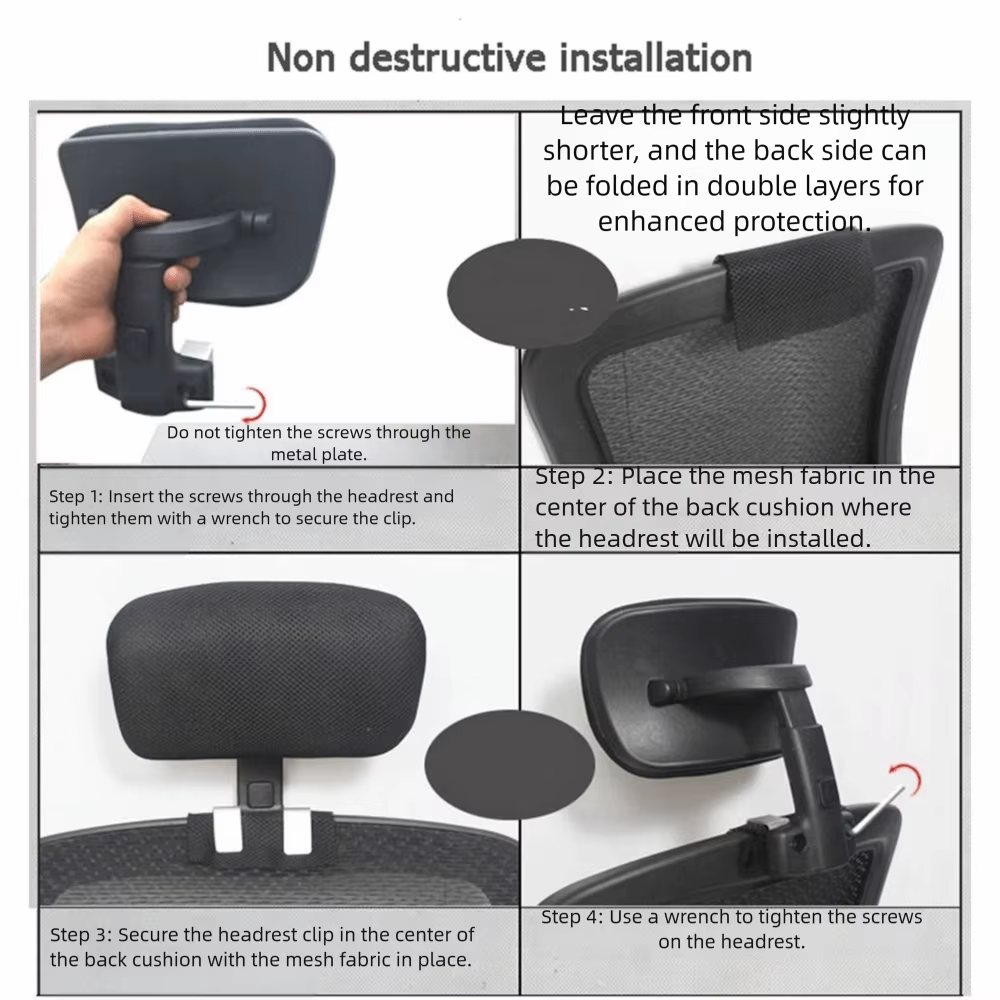 Appui-tête de chaise d'ordinateur en tissu maille, éponge noire, extension de chaise de bureau, Inst