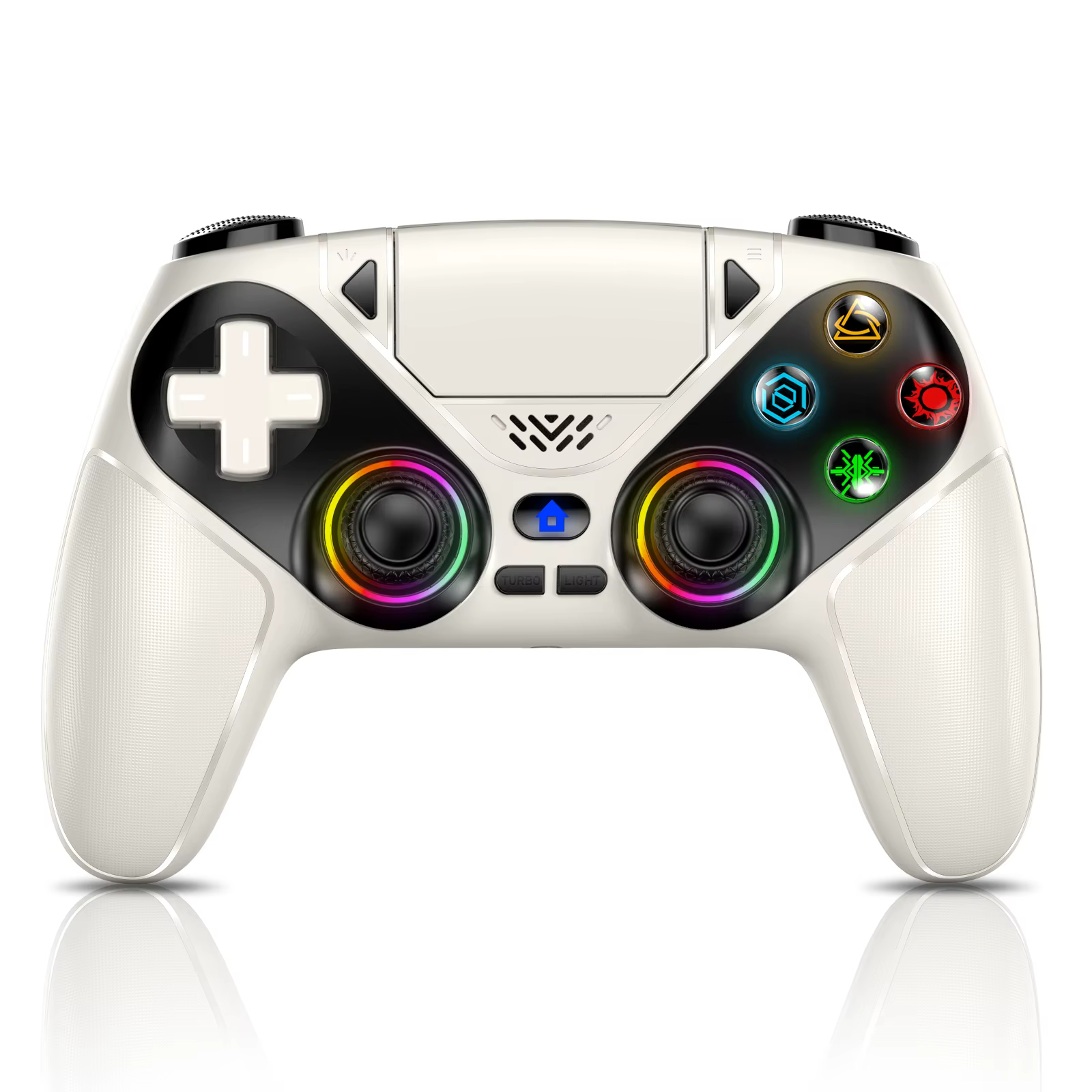 Manette de jeu sans fil RGB, pour Playstation 5/PS5, avec programmation de vibration Turbo Dual Sens