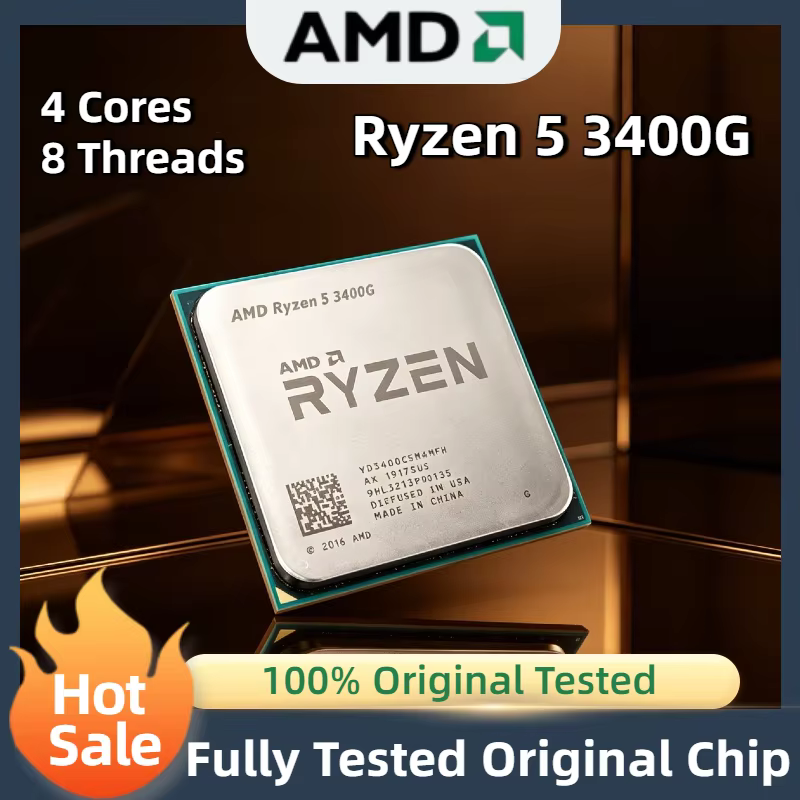 Processeur AMD Ryzen 5 3400G 4 cœurs 8 threads 4,2 GHz AM4 APU Vega 11 Graphics 65W pour PC de jeu,