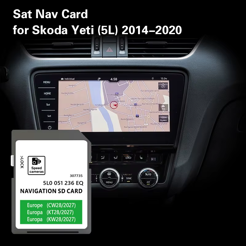 Carte SD GPS pour Skoda Yeti 2014-2020, couverture de carte automobile Europe, Melta, Roumanie, Port