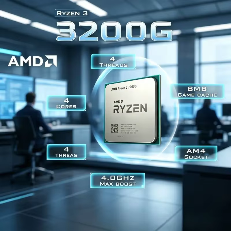 Processeur de jeu de bureau économique AMD Ryzen 3 3200G 3,6 GHz Quad-Core 4-Threads 65W AM4 CPU ave