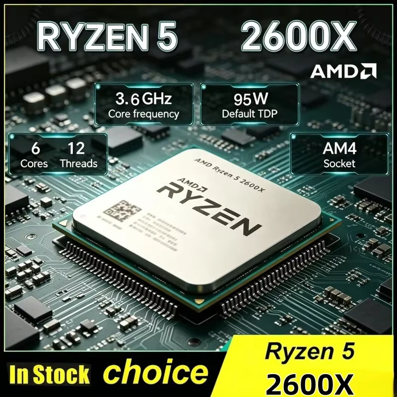 Processeur de jeu pour ordinateur de bureau AMD Ryzen 5 2600X 6 cœurs 12 threads 3,6 GHz 95 W AM4 fi
