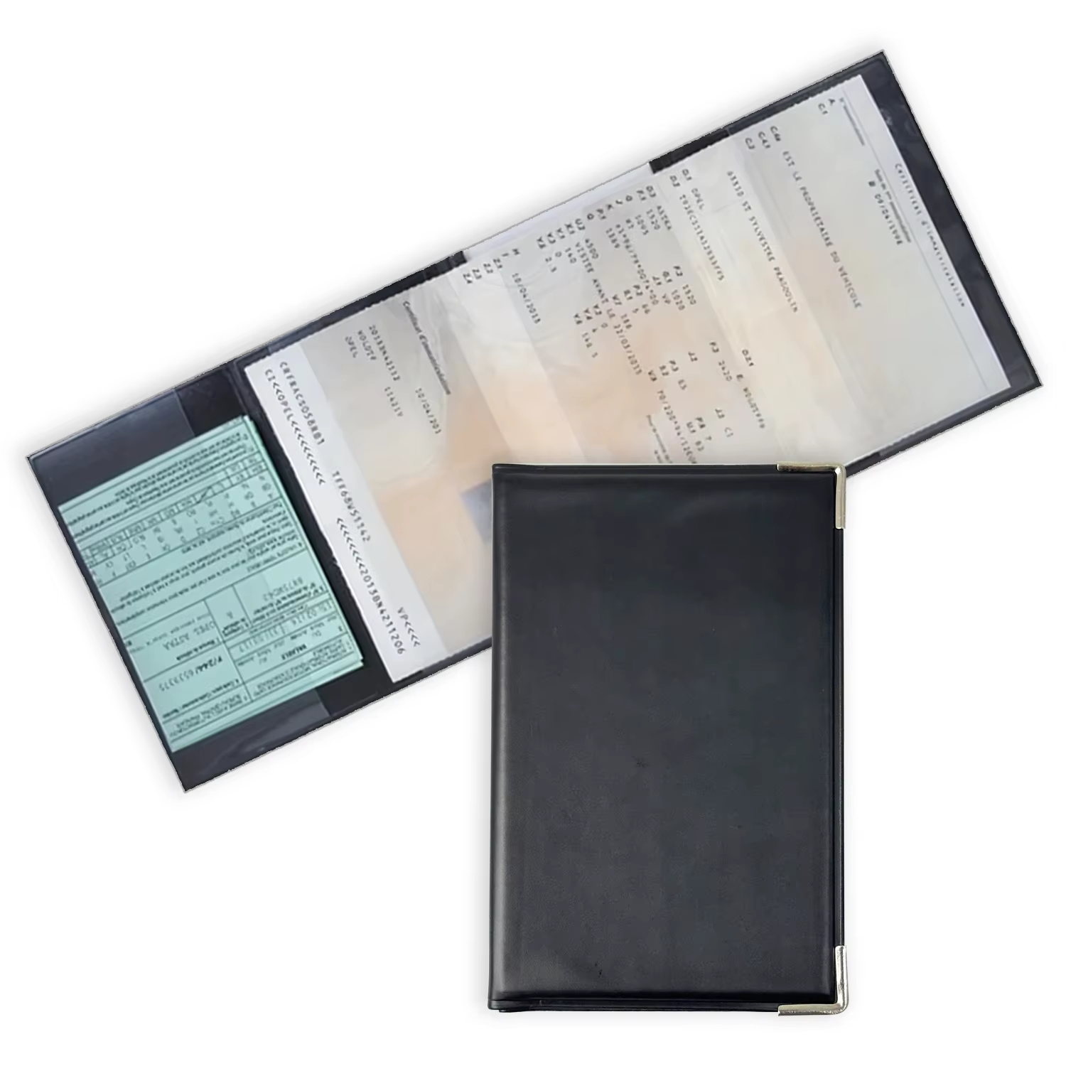 Porte-cartes 4-en-1, porte-documents de véhicule, porte-plaque d'immatriculation portable pour voitu