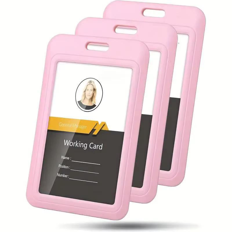 Porte-carte d'identité coulissant robuste, 3 pièces, plastique ABS, pour bureau et voiture – carte d