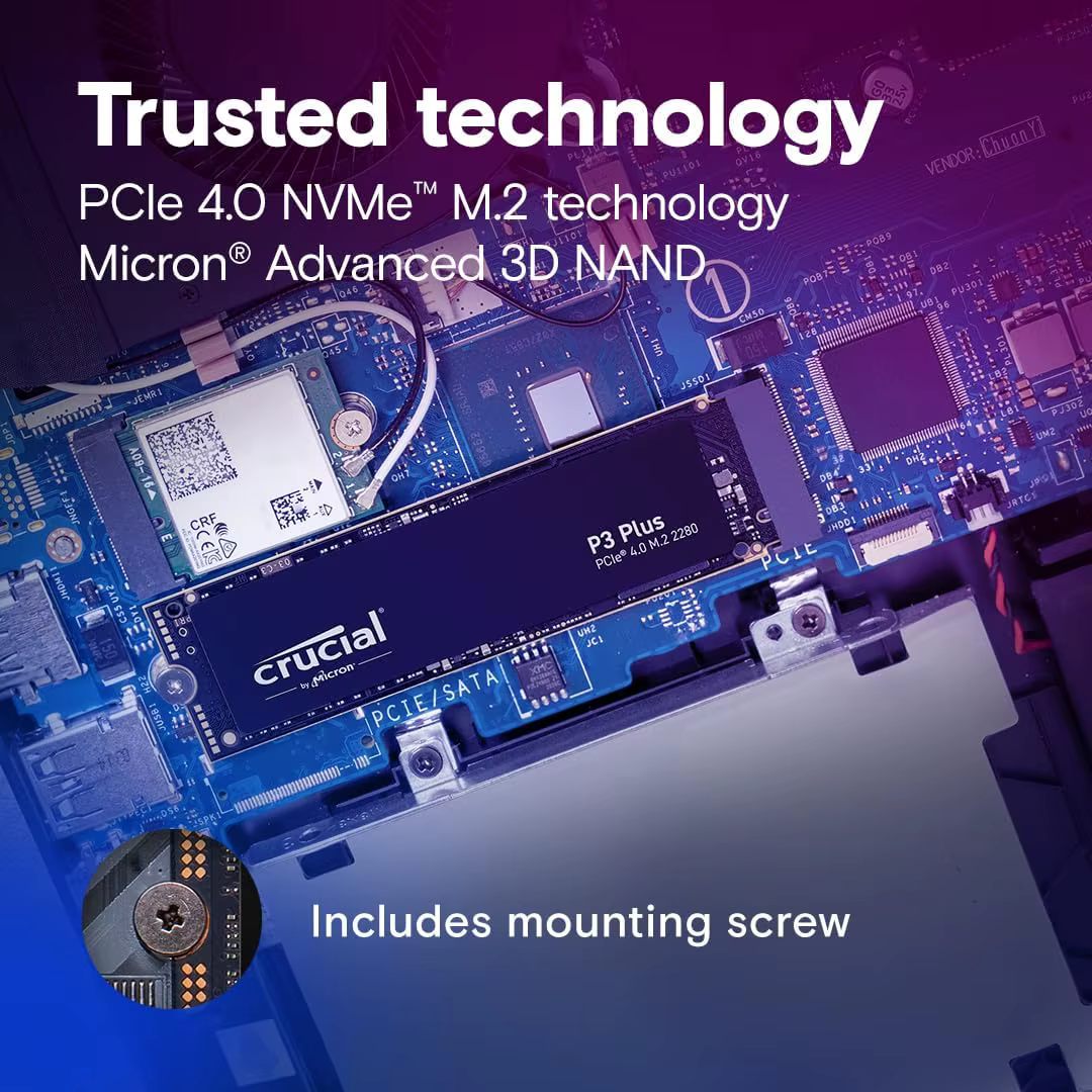 Disque dur interne Crucial P3 Plus 1 To 2 To PCIe Gen4 NVMe M.2 SSD (paquet OEM) et NVME crucial 228