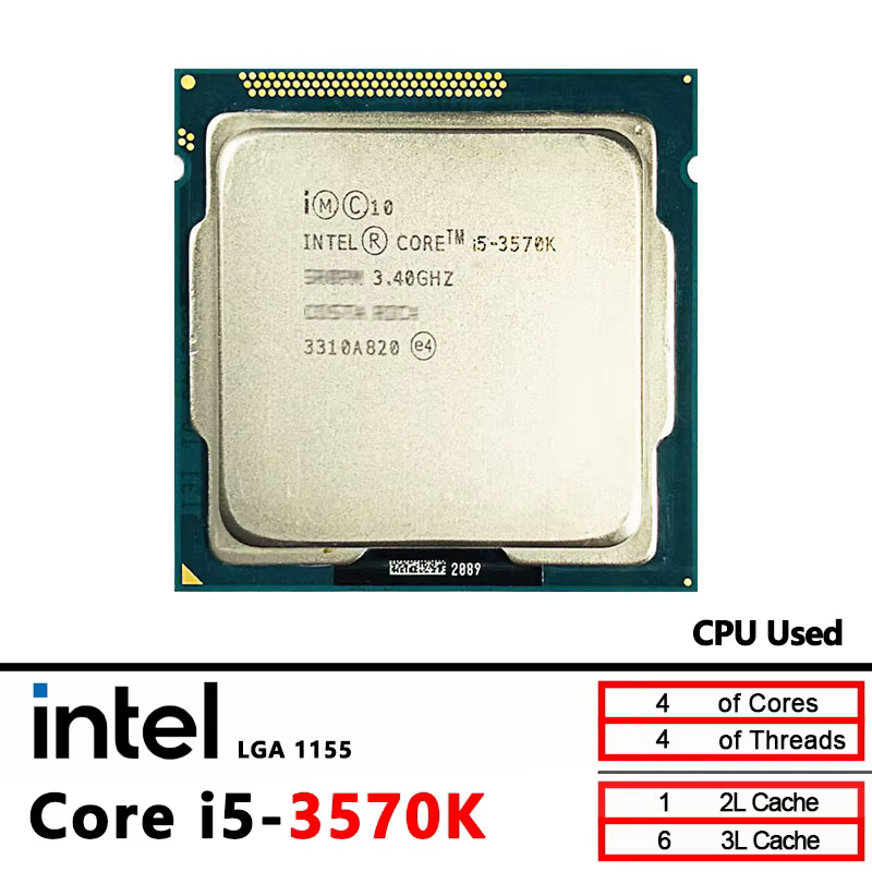 Intel Core i5-3570K i5 3570K 3,4 GHz CPU Quad-Core Quad-Thread d'occasion 6M 77W LGA 1155