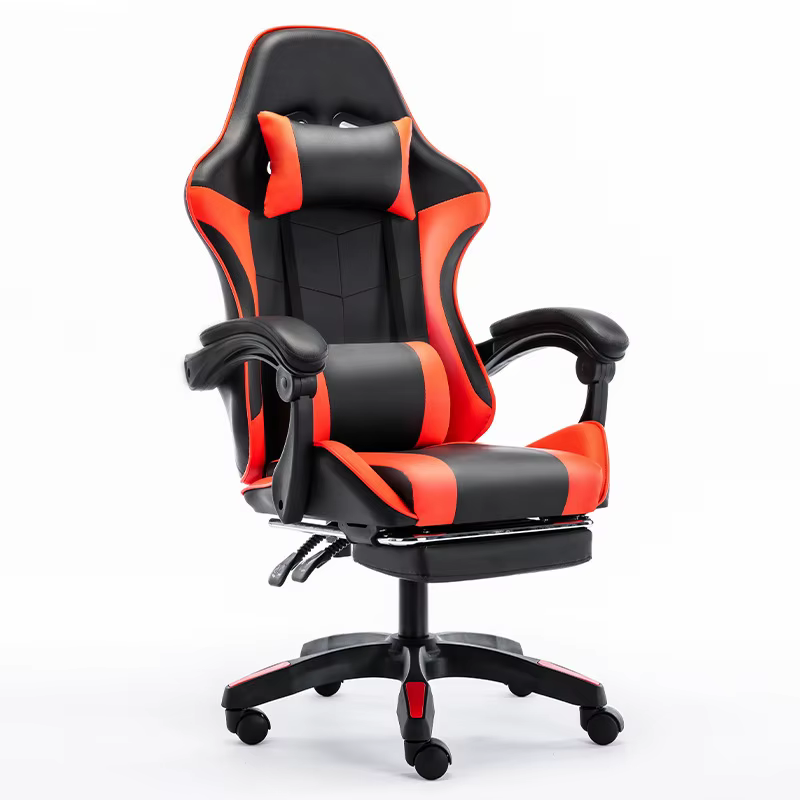 Chaise de jeu avec support d'oreiller lombaire souple et repose-pieds réglable en hauteur, une chais