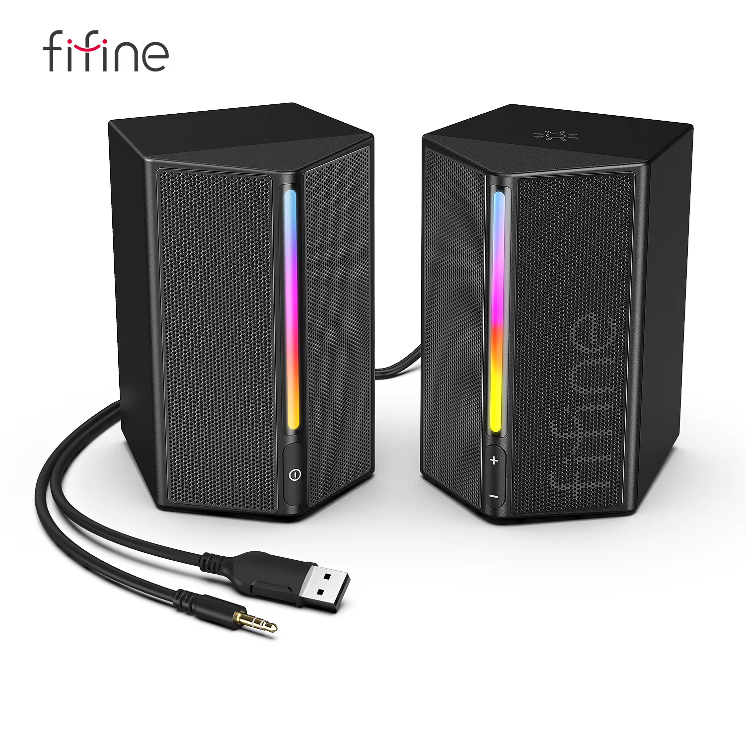 FIFINE – boîte de son de jeu avec son Surround stéréo, haut-parleur USB RGB avec contrôle Vol pour P