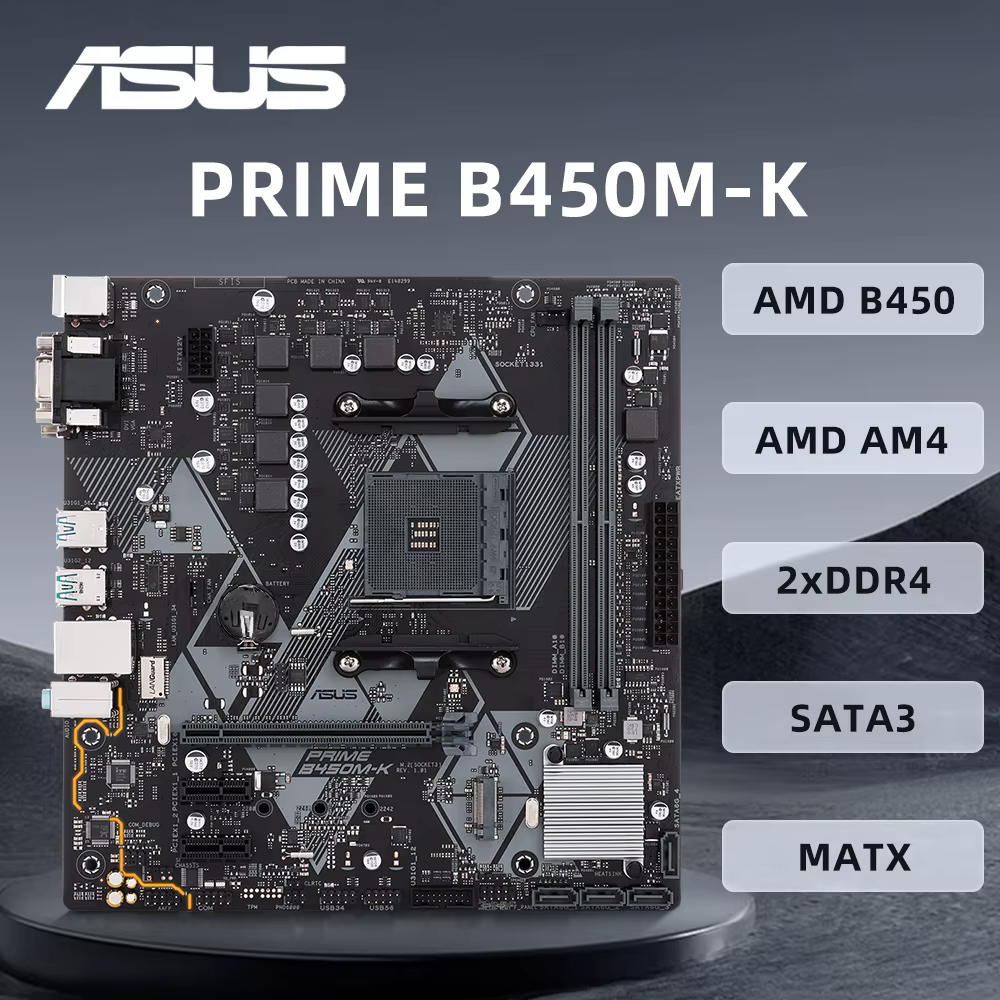 Carte mère ASUS PRIME B450M-K, prise en charge AMD AM4, processeurs R5 5600G 3600X 5600 5700X 5700x3